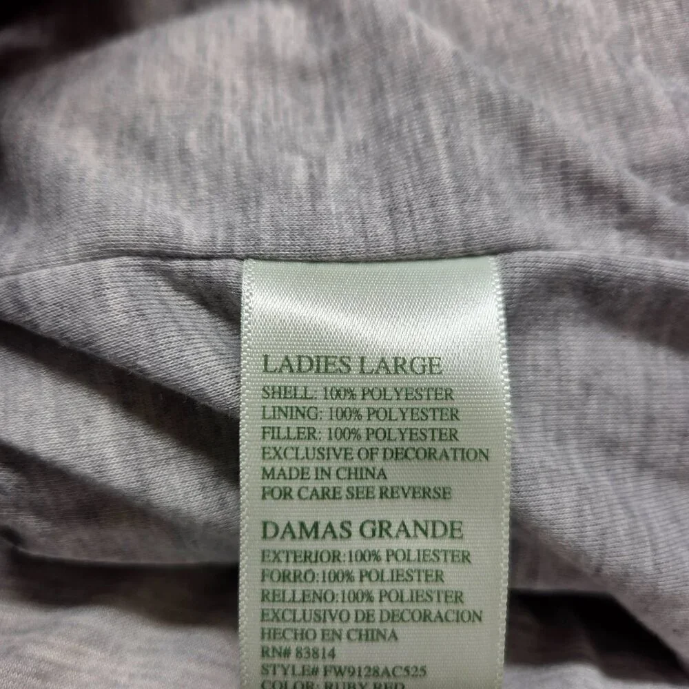 Tangerine Large "Ruby Red" Hooded Full Zip Quilted Puff Fall Casual Vest - Picture 8 of 9